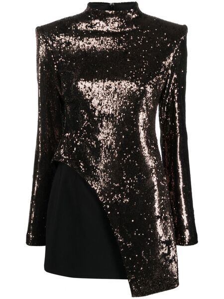  Genny Sequin-embellished Layered Minidress - Black 