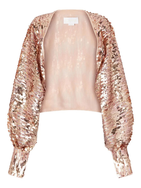  Genny Sequin Puff-sleeve Top - Brown 