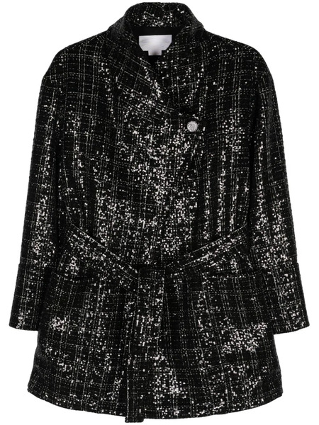  Genny Sequinned Tweed Coat - Black 
