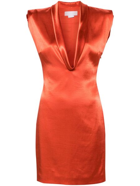  Genny Shawl-collar Satin Minidress - Red 