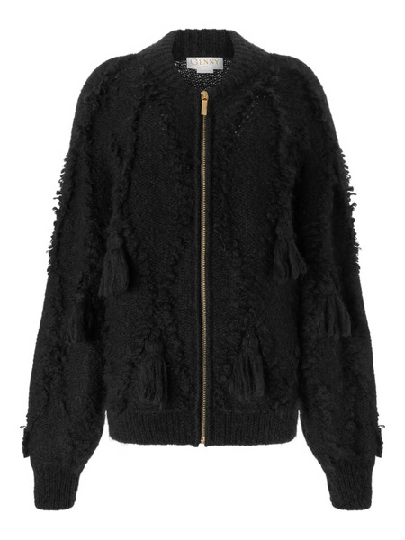  Genny Tassel-embellished Zip-front Cardigan - Black 