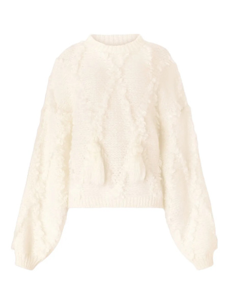  Genny Textured Pom-pom Sweater - White 