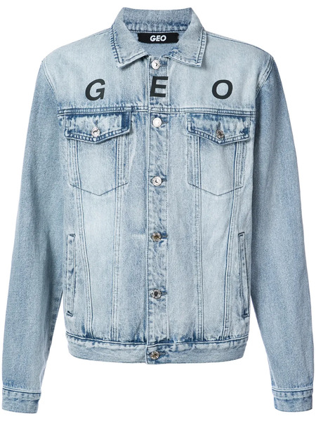  Geo Globe Marble Denim Jacket - Blue 