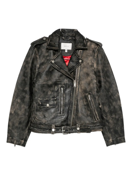  Gestuz Belted Leather Jacket - Black 