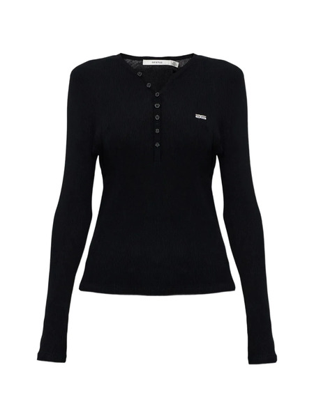  Gestuz Buttoned Ribbed Top - Black 