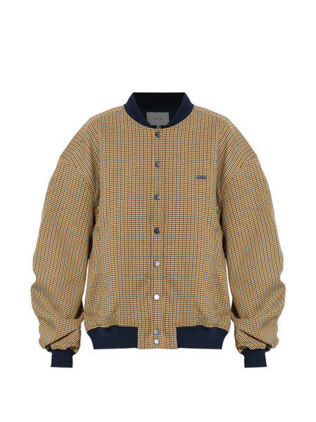 Gestuz Check-pattern Bomber Jacket - Brown 