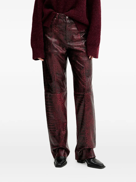  Gestuz Crocodile-effect Trousers - Red 