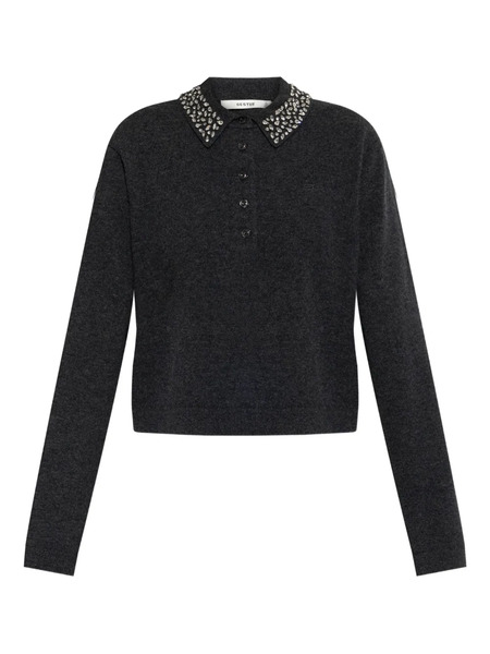  Gestuz Embellished-collar Knitted Top - Grey 