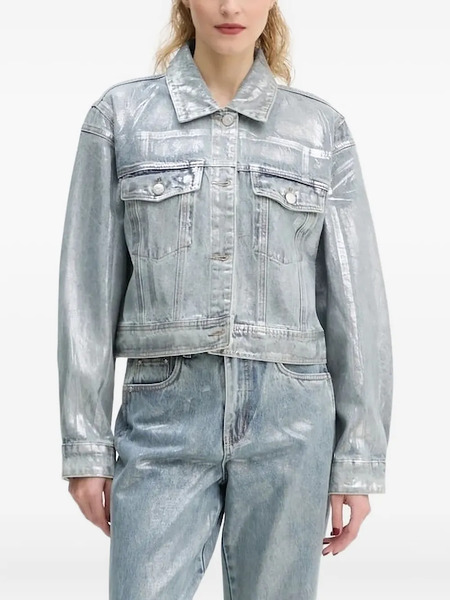  Gestuz Metallic-effect Denim Jacket - Blue 