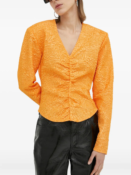  Gestuz Textured Gathered Blouse - Orange 