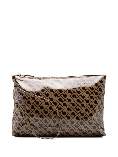 Gherardini Large Patterned Zipped Clutch Bag - Brown 