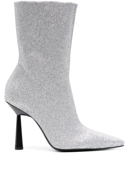  Giaborghini Rosie 100mm Glittered Ankle Boots - Silver 