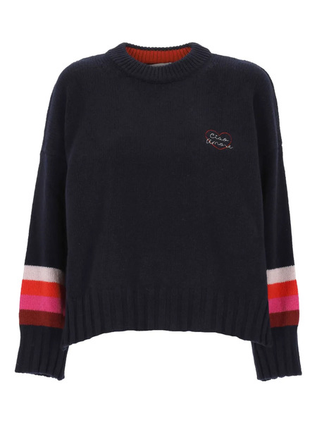  Giada Benincasa Stripe-cuff Crew-neck Sweater - Blue 