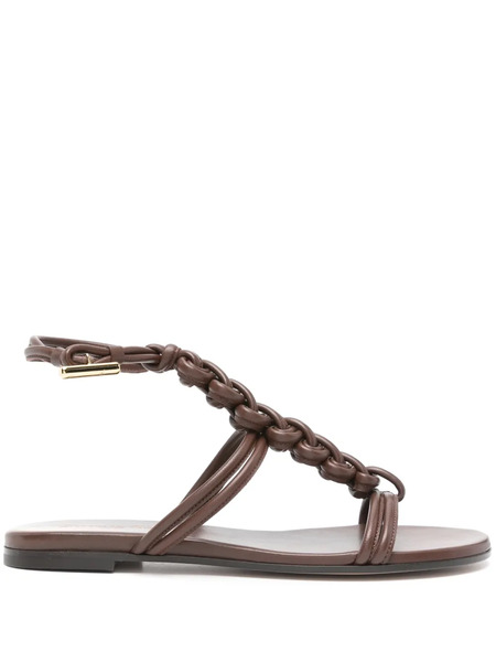  Gianvito Rossi Braided Flat Sandals - Brown 