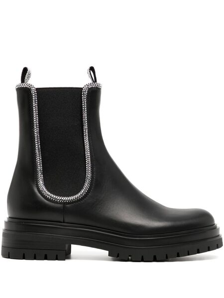  Gianvito Rossi Crystal Chester Ankle Boots - Black 