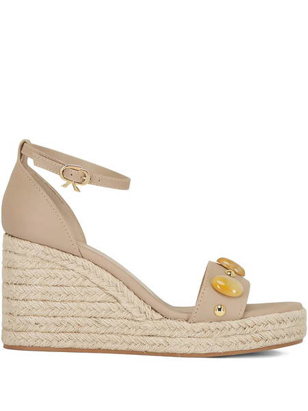  Gianvito Rossi Embellished Wedge Espadrilles - Neutrals 
