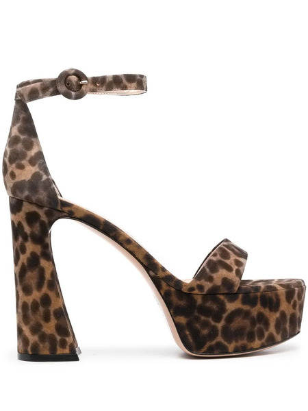  Gianvito Rossi Holly 120mm Leopard-print Sandals - Brown 