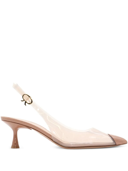  Gianvito Rossi 55mm Plexi Toe-cap Slingback Pumps - Neutrals 