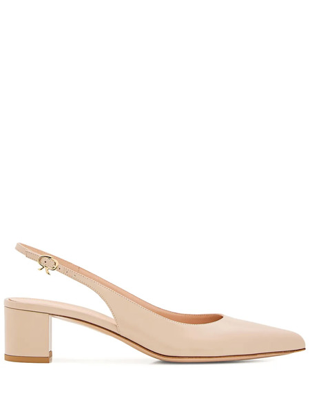  Gianvito Rossi 50mm Slingback Leather Pumps - Neutrals 