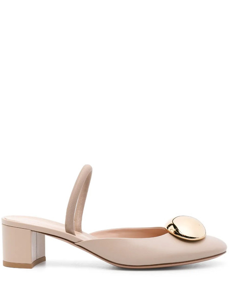  Gianvito Rossi 45mm Sphera Slingback Mules - Neutrals 