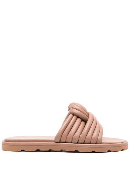  Gianvito Rossi Ottavia Leather Slides - Neutrals 