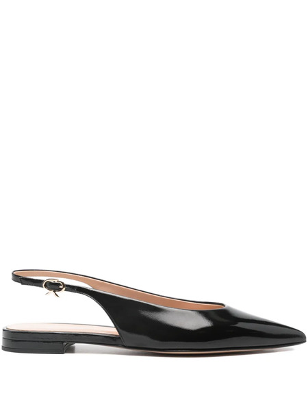  Gianvito Rossi Slingback Pointed Flat Pumps - Black 