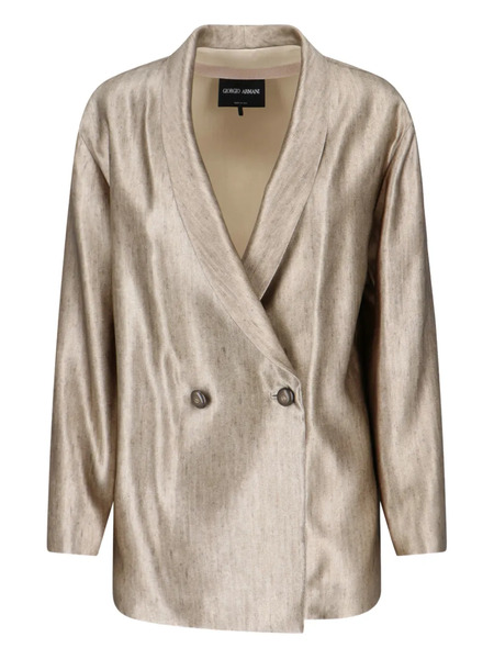  Giorgio Armani Double-breasted Silk Blazer - Neutrals 