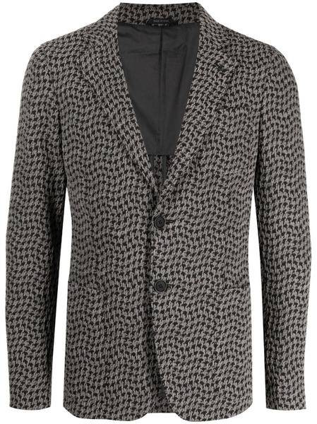  Giorgio Armani Houndstooth-pattern Single-breasted Blazer - Grey 