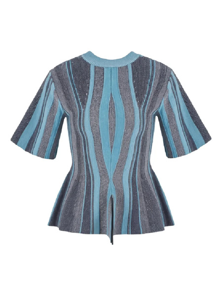  Giorgio Armani Jacquard Short-sleeve Sweater - Grey 
