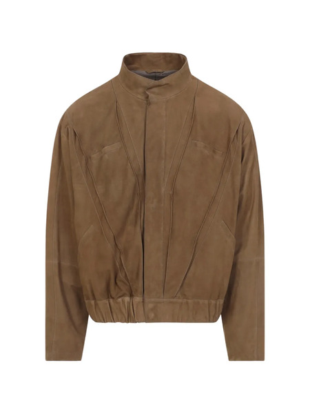  Giorgio Armani Leather Panelled Jacket - Brown 