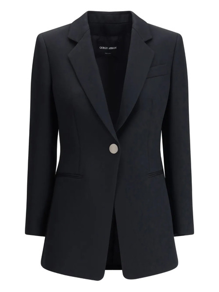  Giorgio Armani Single-button Silk Blazer - Black 