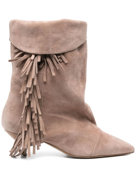 Gisel Moire Ariana Fringed Ankle Boots - Neutrals 