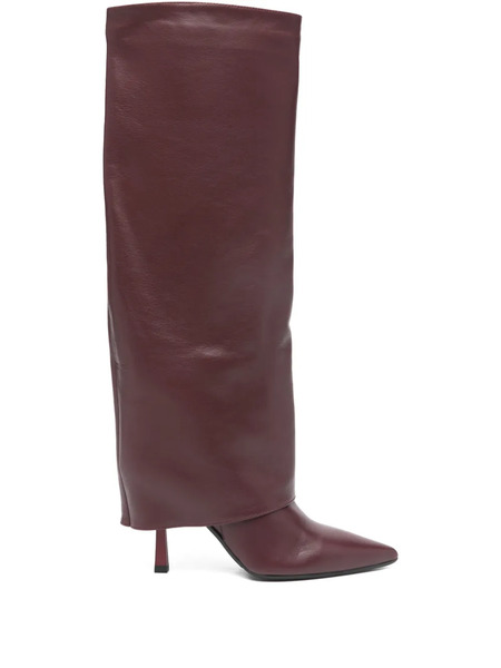  Gisel Moire Emily Pointed-toe Boots - Red 
