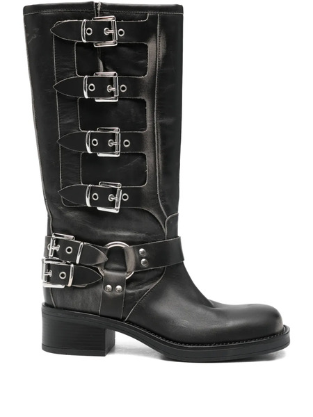  Gisel Moire 50mm Buckle-detail Boots - Black 