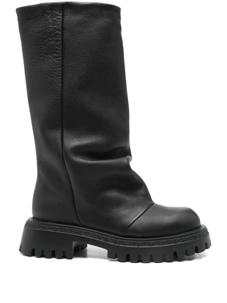  Gisel Moire 40mm Slouch Calf-leather Boots - Black 