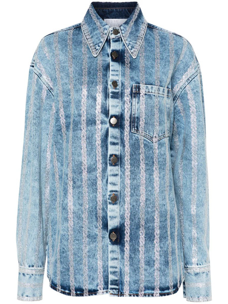  Giuseppe Di Morabito Crystal-embellished Denim Shirt - Blue 