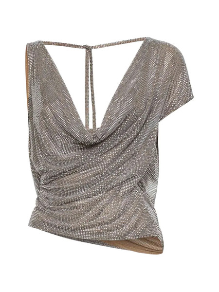  Giuseppe Di Morabito Draped Crystal Embellished Top - Silver 