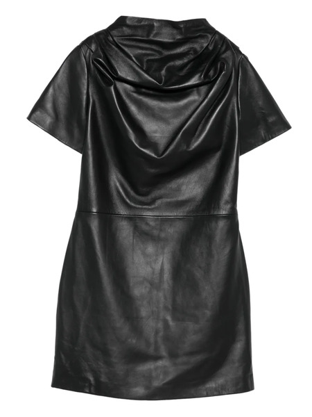  Giuseppe Di Morabito Draped Leather Mini Dress - Black 