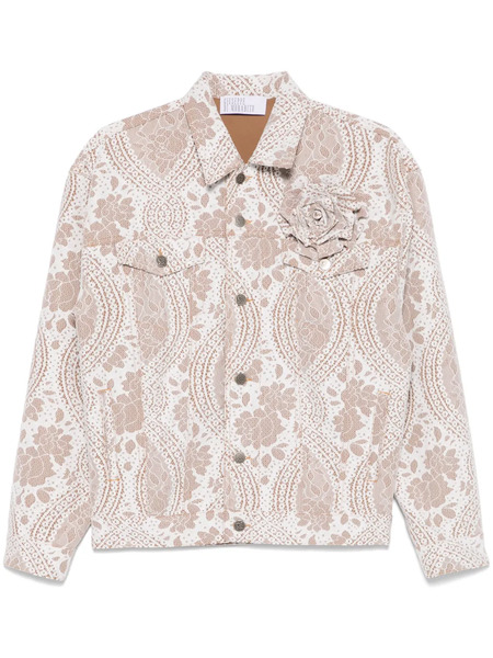  Giuseppe Di Morabito Lace-effect Denim Jacket - Neutrals 