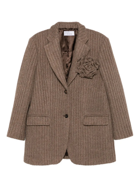  Giuseppe Di Morabito Rose-embellished Ribbed Blazer - Brown 