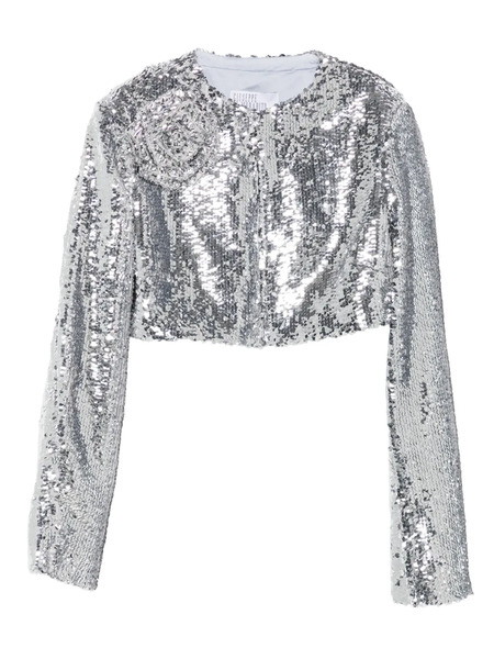  Giuseppe Di Morabito Rose-embellished Sequin Jacket - Silver 