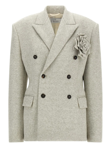  Giuseppe Di Morabito Rose-embellishment Double-breasted Blazer - Grey 