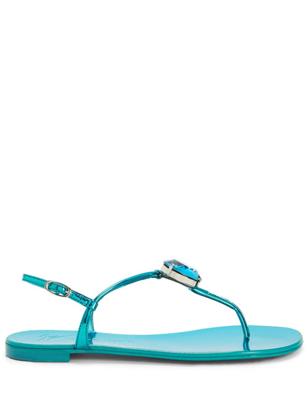  Giuseppe Zanotti Anthonia Metallic-effect Flat Sandals - Blue 