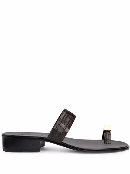  Giuseppe Zanotti Bardack Snakeskin-effect Toe-loop Sandals - Brown 
