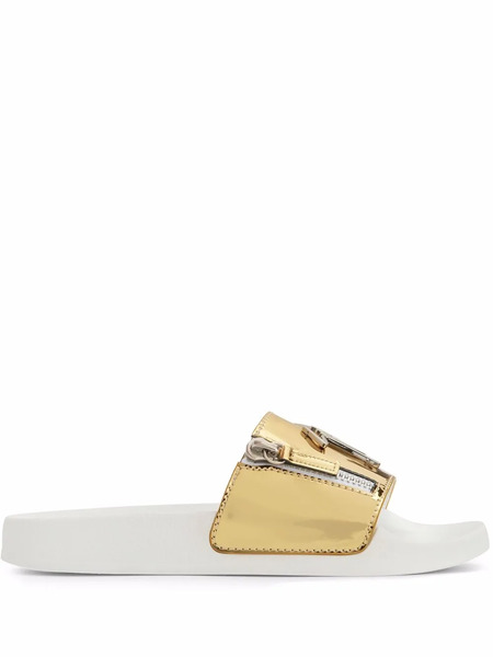 Giuseppe Zanotti Brett Zip Slides - Gold 