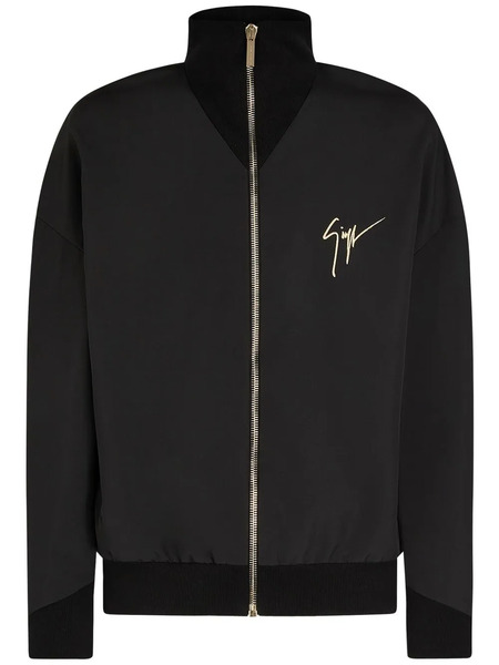  Giuseppe Zanotti Embroidered-logo Zip-up Bomber Jacket - Black 