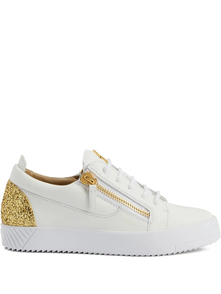  Giuseppe Zanotti Gail Glitter-panel Zip-detail Sneakers - White 