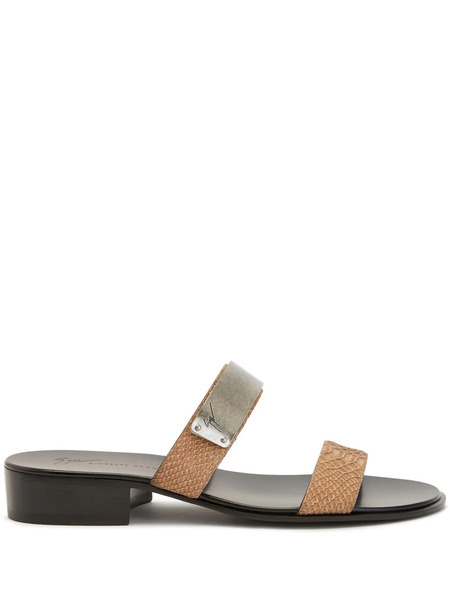  Giuseppe Zanotti Ignazio Double-strap Slide Sandals - Brown 