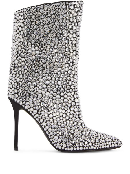  Giuseppe Zanotti Merissa Sparkle 105mm Boots - Silver 