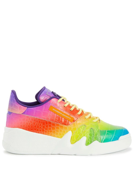  Giuseppe Zanotti Rainbow Crocodile-effect Sneakers - Yellow 